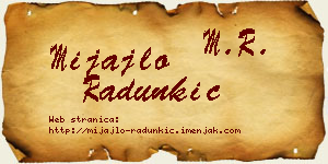 Mijajlo Radunkić vizit kartica